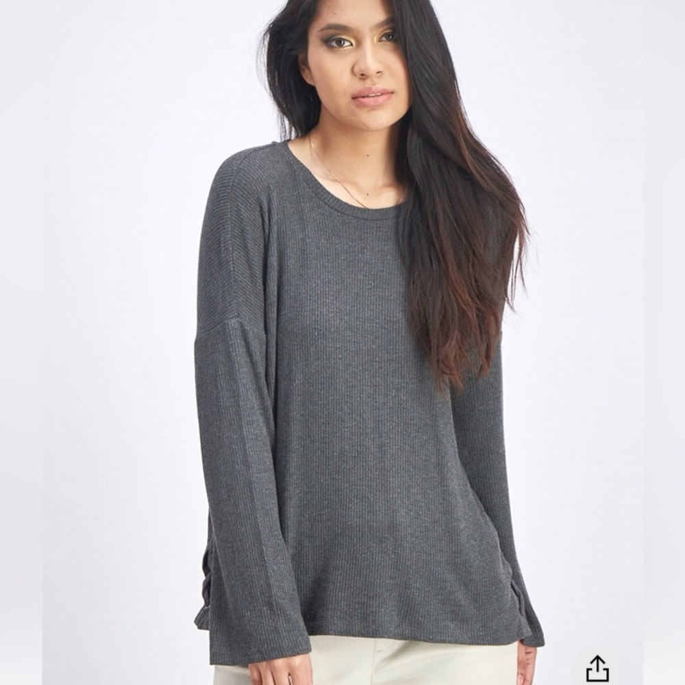 Catherine Malandrino ribbed stretchy knit boxy fit pullover top size medium